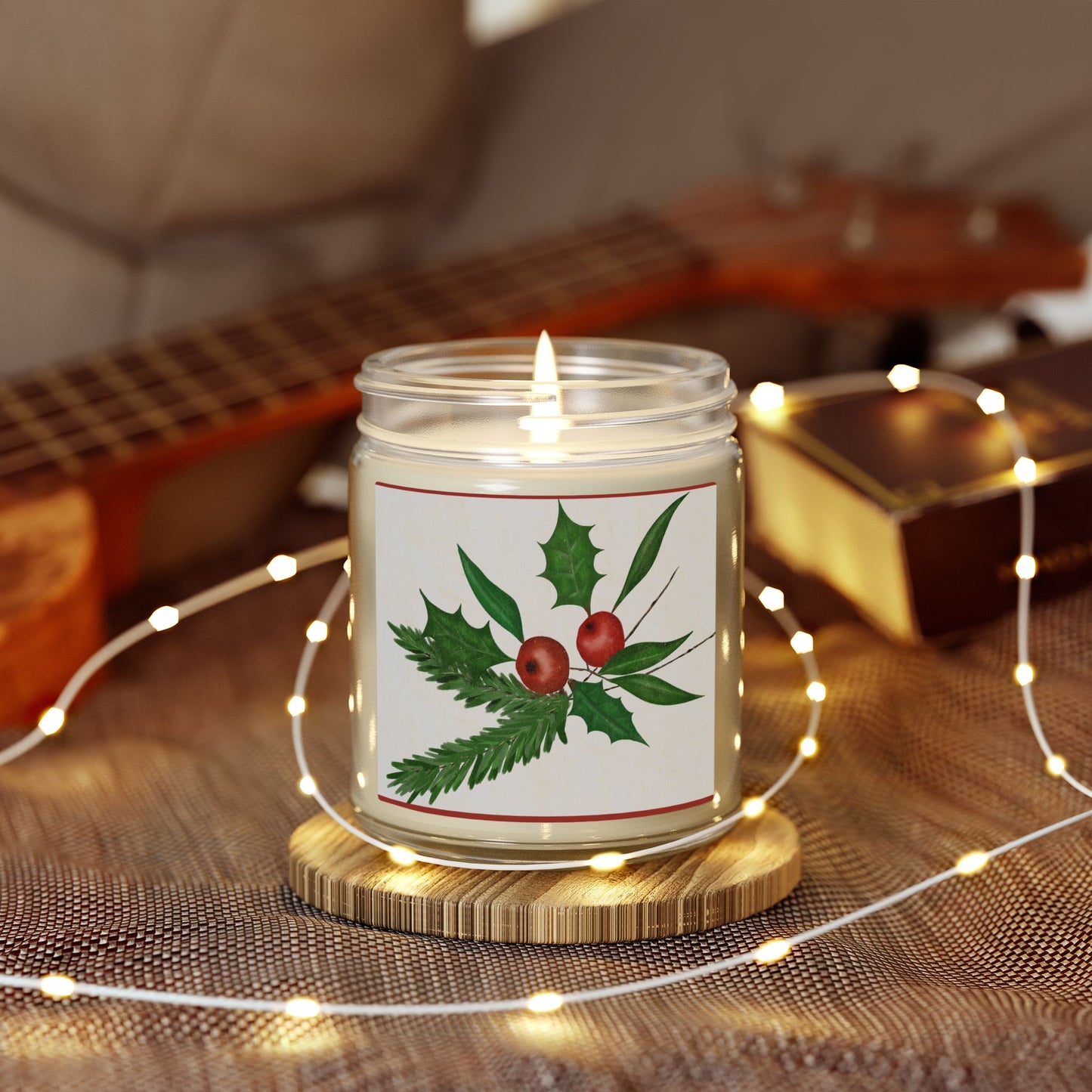 Holiday Holly Scented Candle (Coconut Apricot Wax)