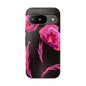 Floral iPhone Case | Tough Cases with Pink Poppy Design, Elegant Flower Phone Cover, Gift for Her, Spring Accessories, Chic Tech