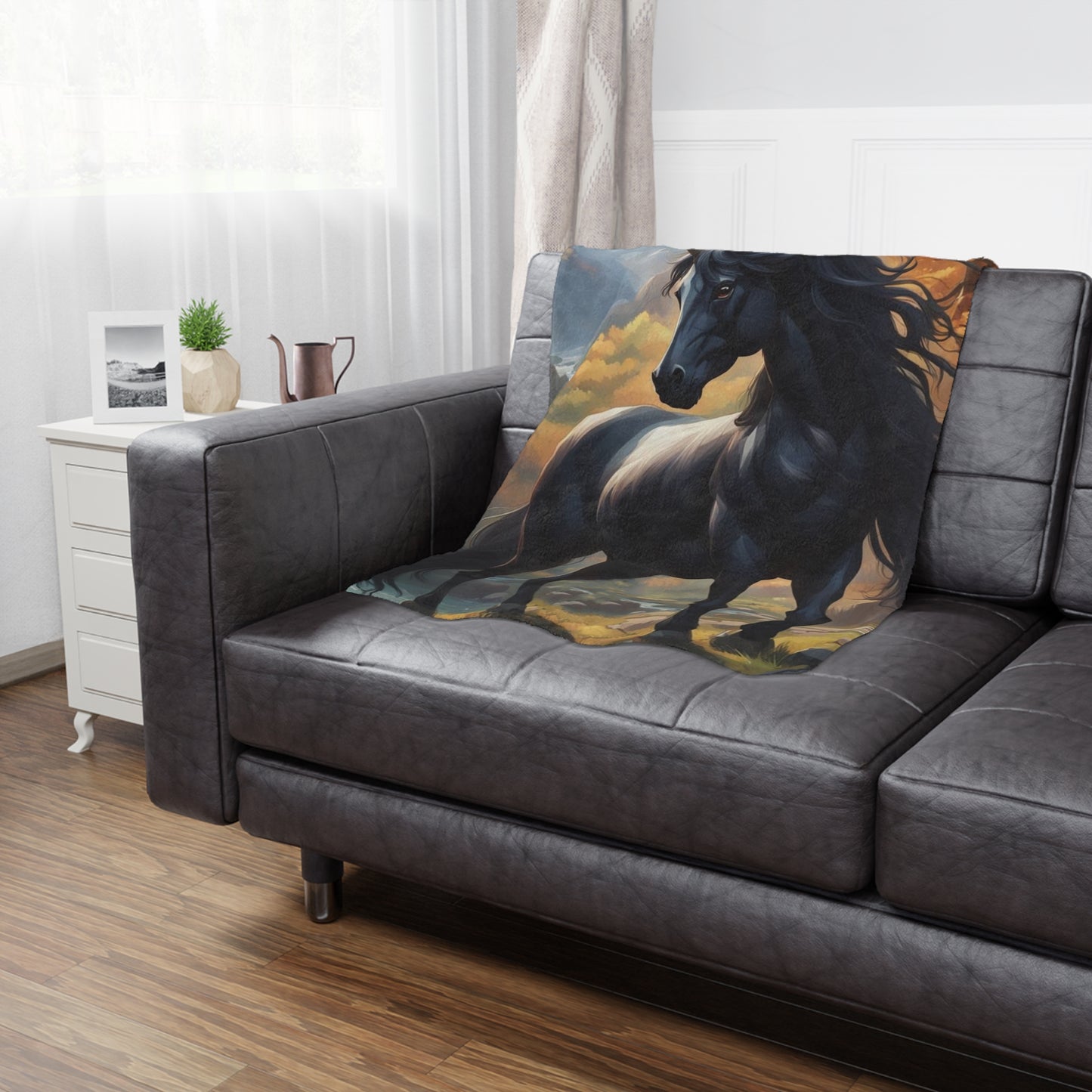 Black Unicorn Minky Blanket — Plush Fantasy Throw for Kids & Adults
