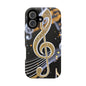 Music Notes Magnetic Impact-Resistant Phone Case — Gold Treble Clef Design