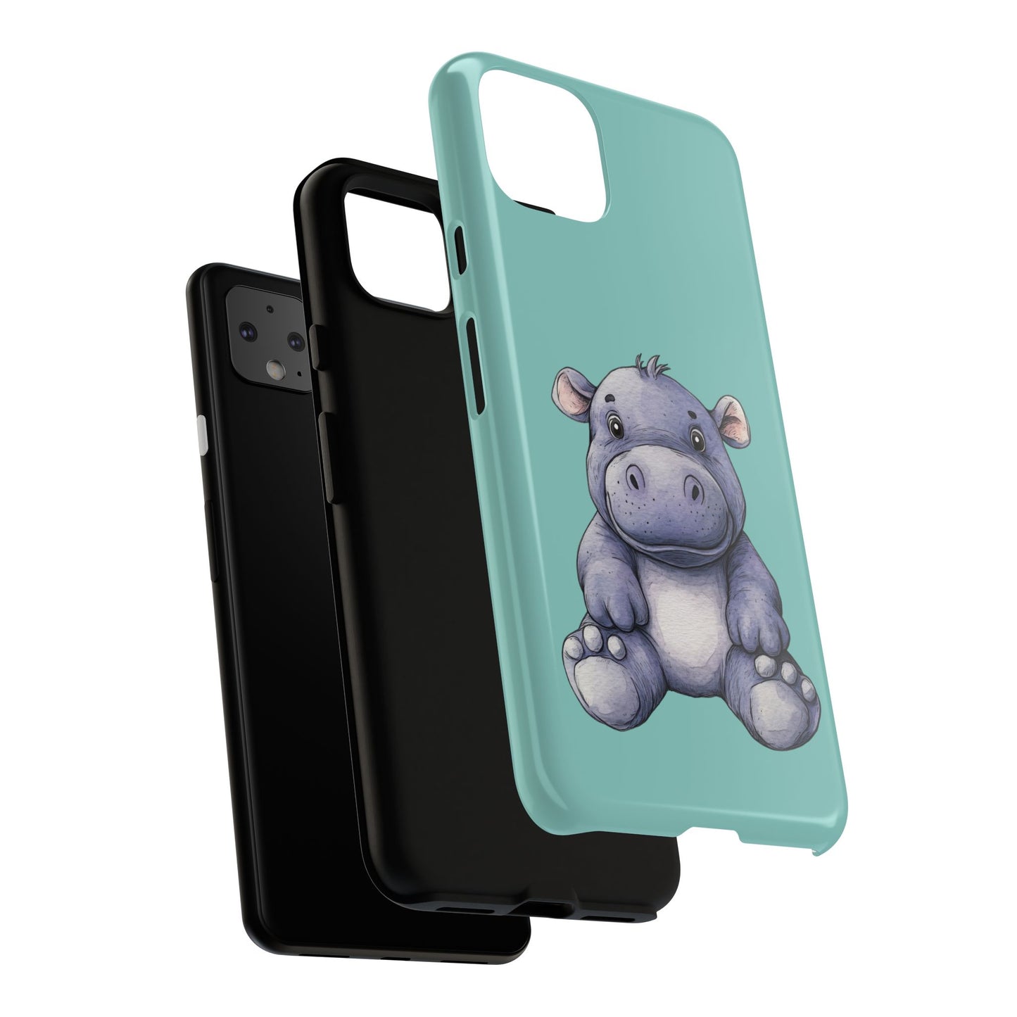 Cute Hippo Phone Case, Tough Phone Cover, Fun Animal Case, Gift for Kids, Cute Decor, Birthday Present