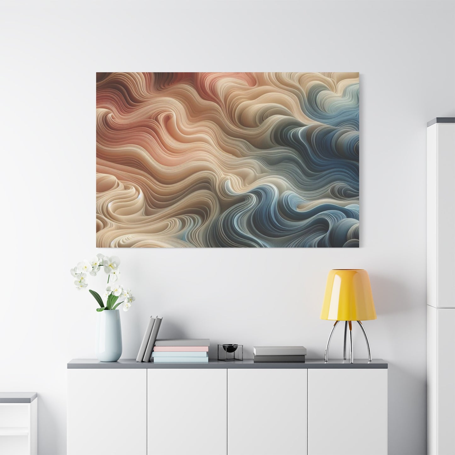 Abstract Swirl Matte Canvas Wall Art — Fluid Earth Tones, Stretched 1.25"