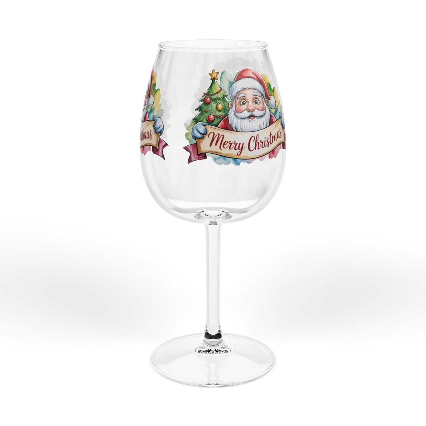Christmas Santa Wine Glass — 12oz Merry Christmas Holiday Stemmed Glass