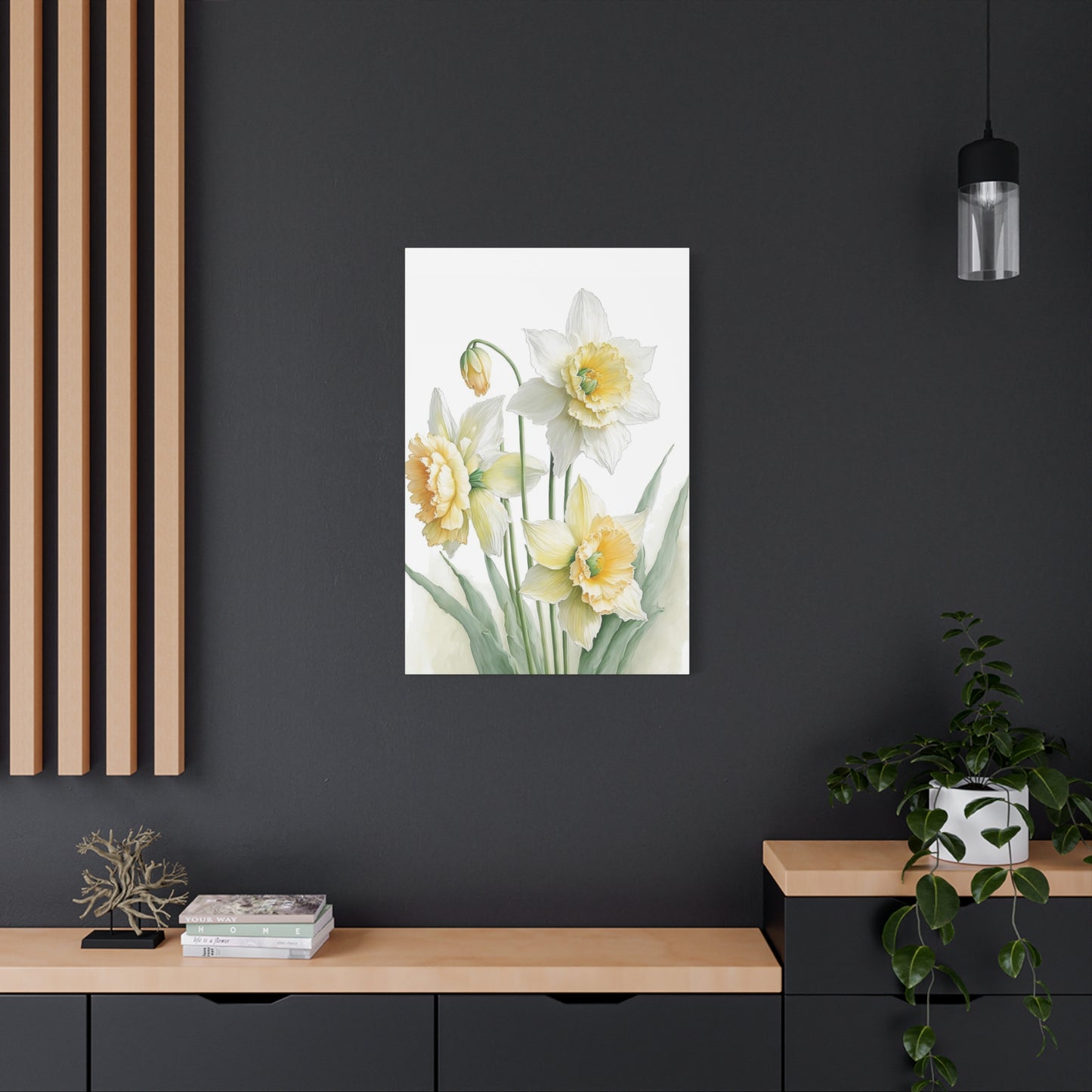 Matte Canvas, Stretched, 1.25" beautiful flowers white and yellow.