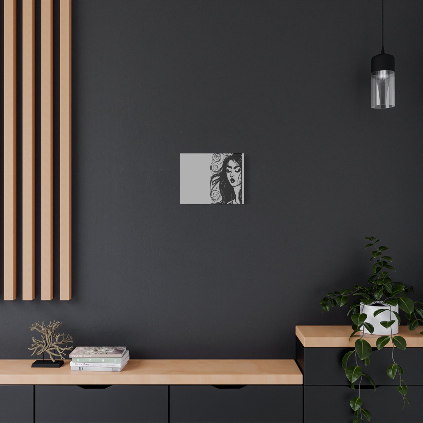 Gothic Woman Portrait Canvas Art — Matte Stretched Wall Decor