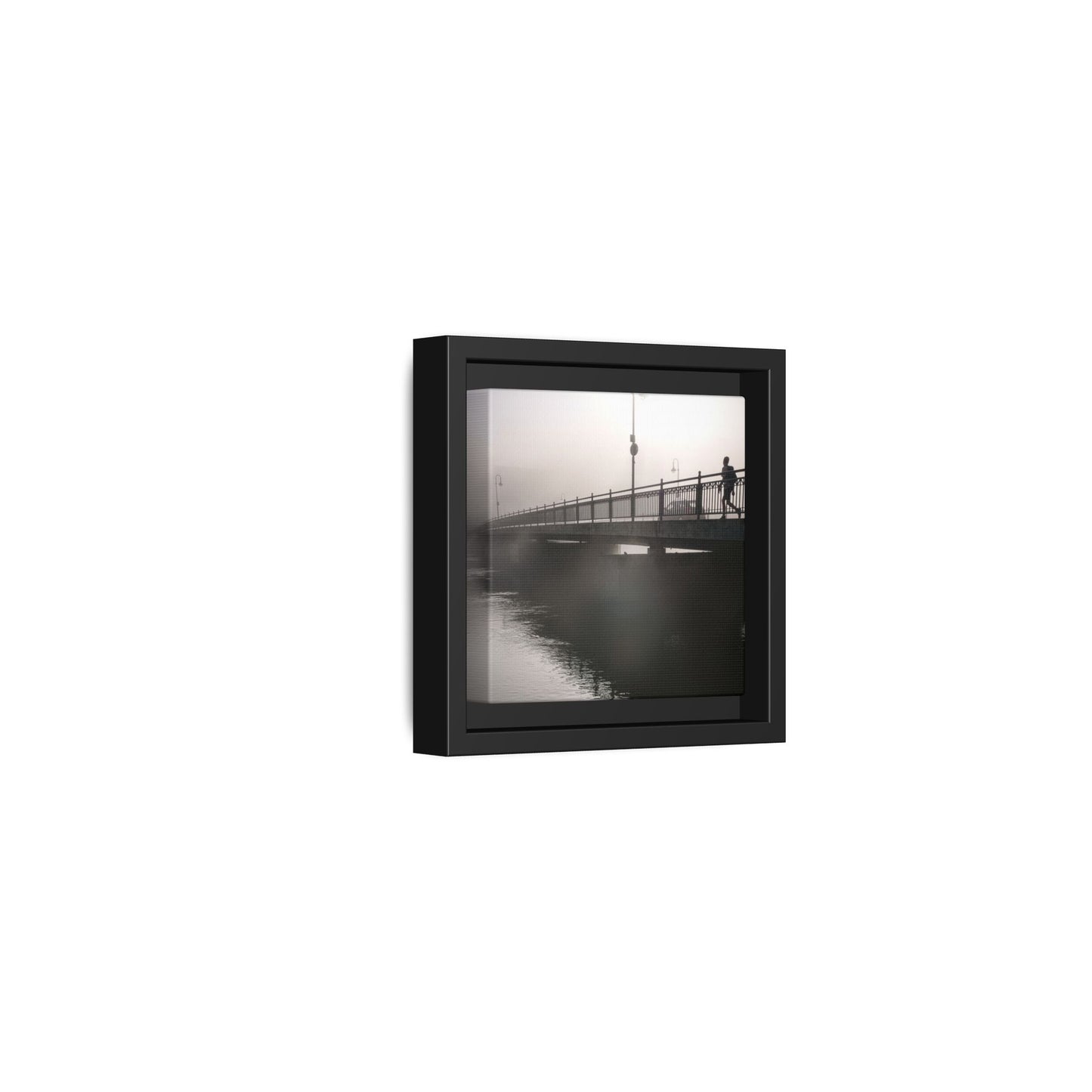 Framed Matte Canvas - Foggy Bridge Black & White Photography