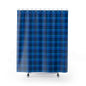 Navy & Teal Plaid Shower Curtain — Classic Tartan Bathroom Decor