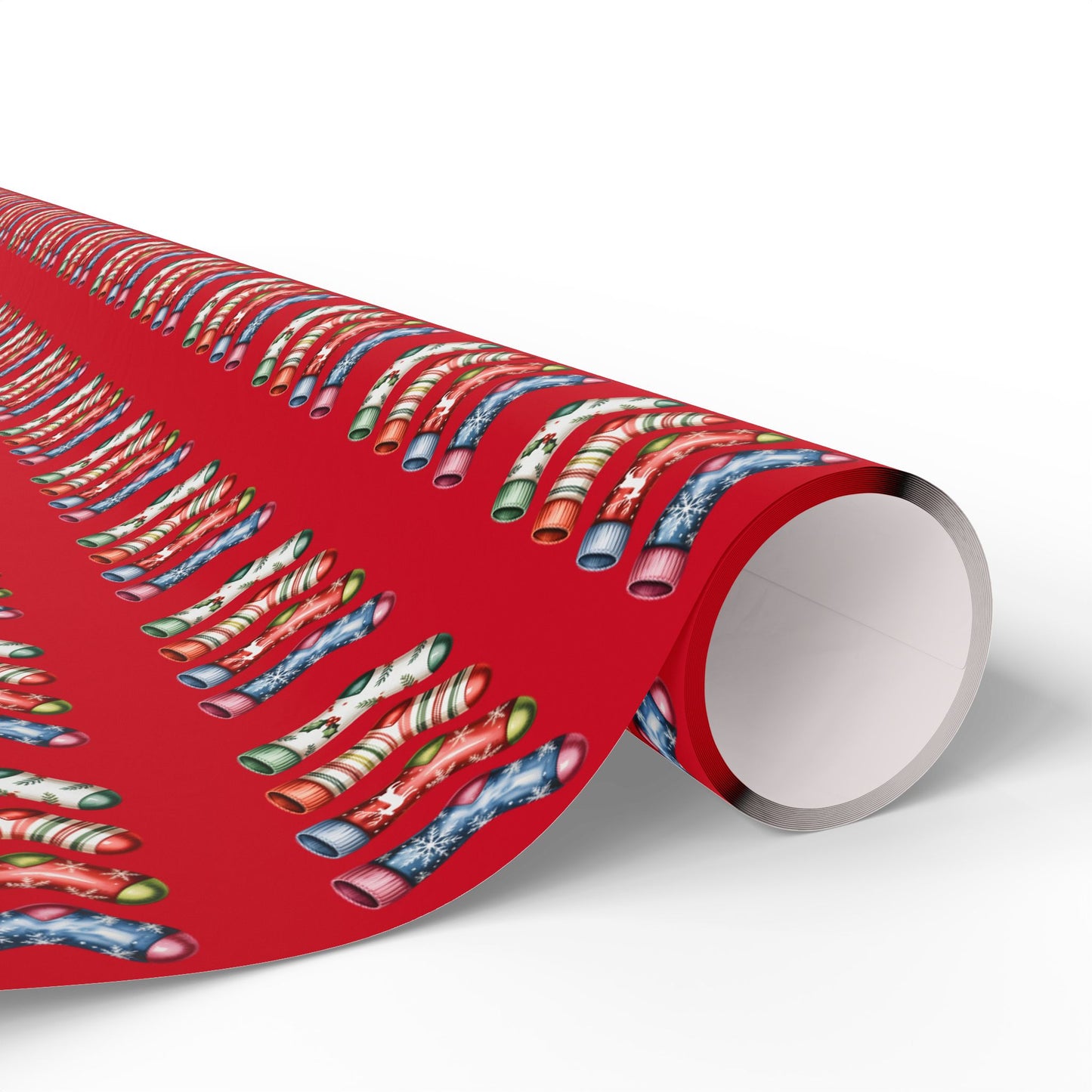 Holiday Candy Cane Wrapping Paper Roll — Red Patterned Gift Wrap