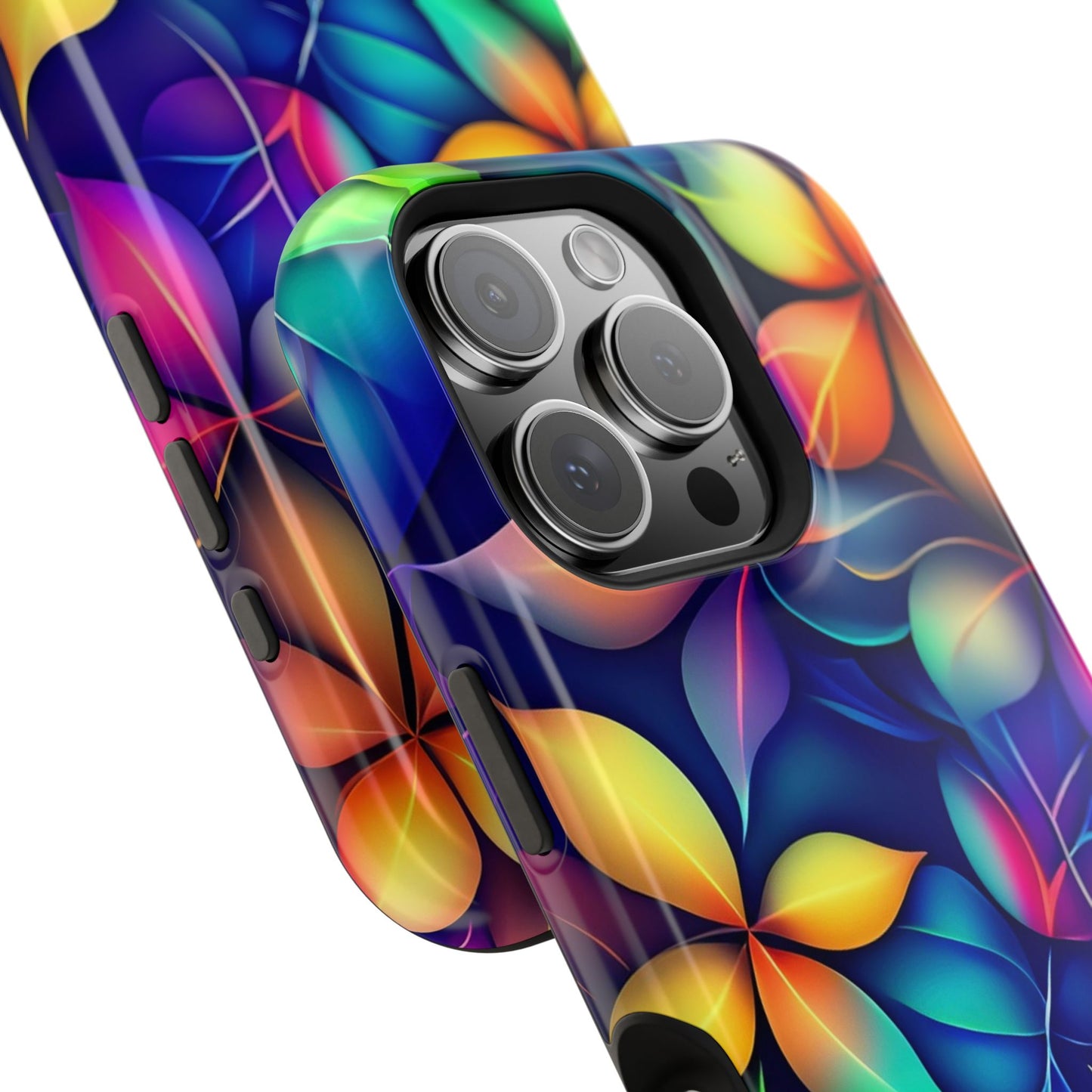 Floral Prism Magnetic Impact-Resistant Phone Case — Colorful Gradient Petal Design