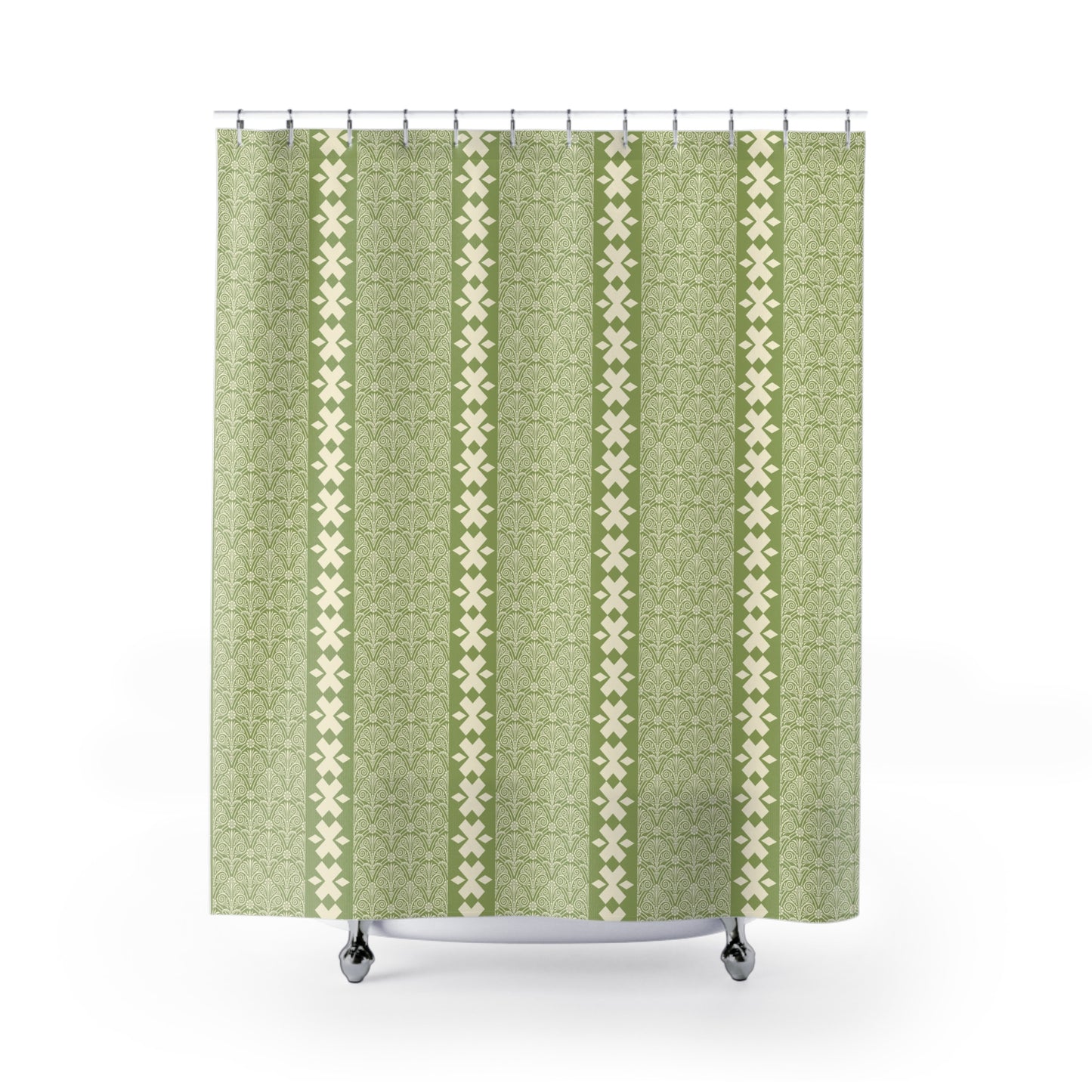 Elegant Green Geometric Shower Curtain, Bathroom Decor, Minimalist Home Accessory, Eco-Friendly Shower Curtain, Gift for Homeowners