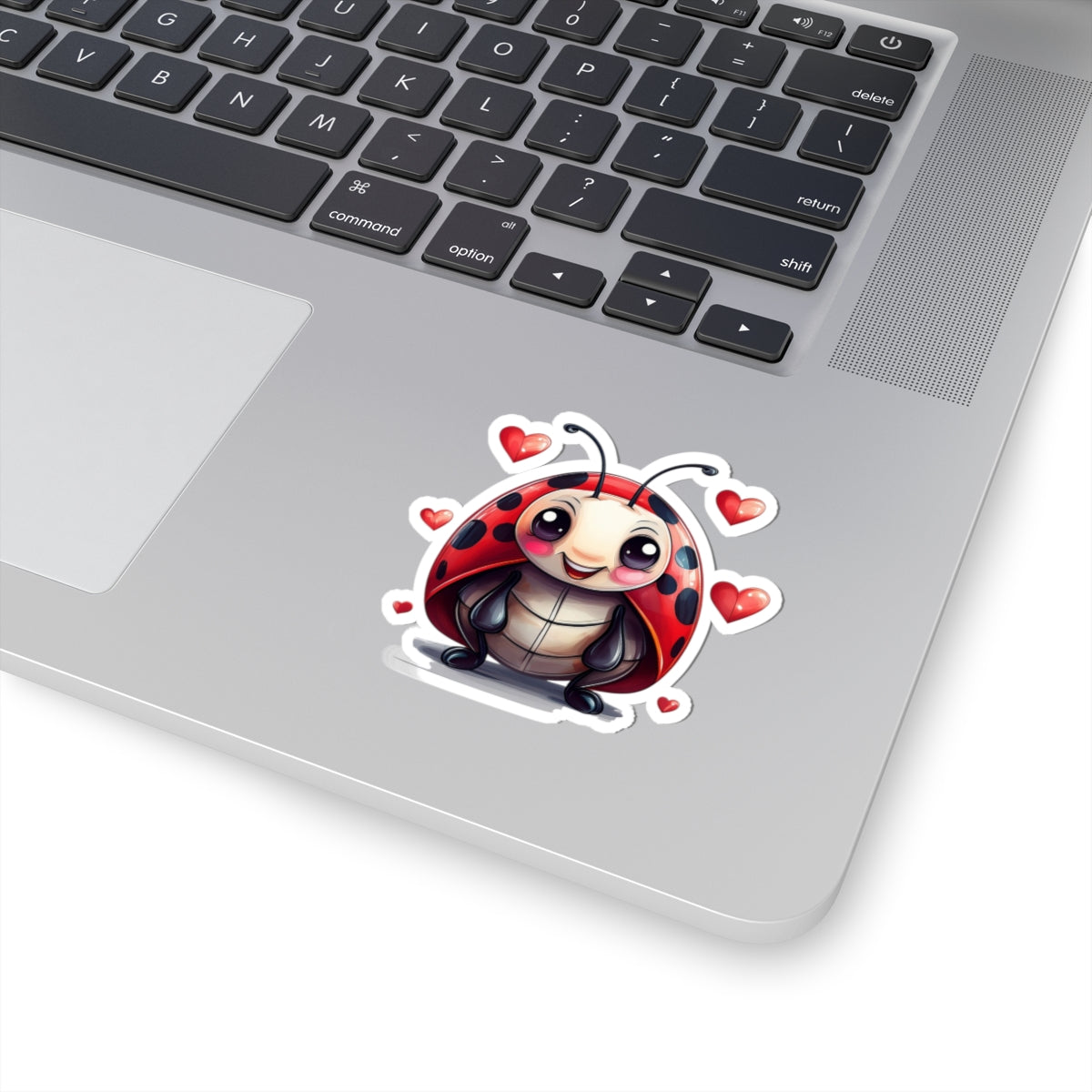 Cute Ladybug Sticker — Lovable Cartoon Kiss-Cut Decal with Hearts