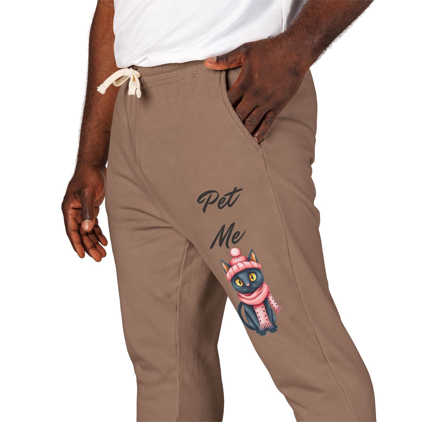 Sweatpants — Colorful Cosmic Cat Graphic "Pet Me" Joggers