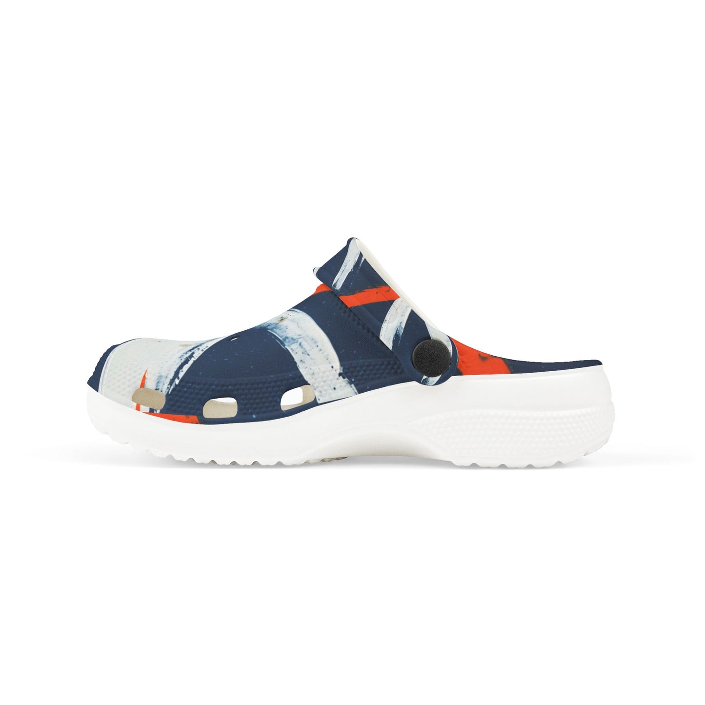 Kids Abstract Navy & Orange EVA Foam Clogs — Slip-On Summer Sandals