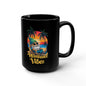Weekend Vibes Mug — Tropical Sunset Gnome 15oz Black Coffee Cup