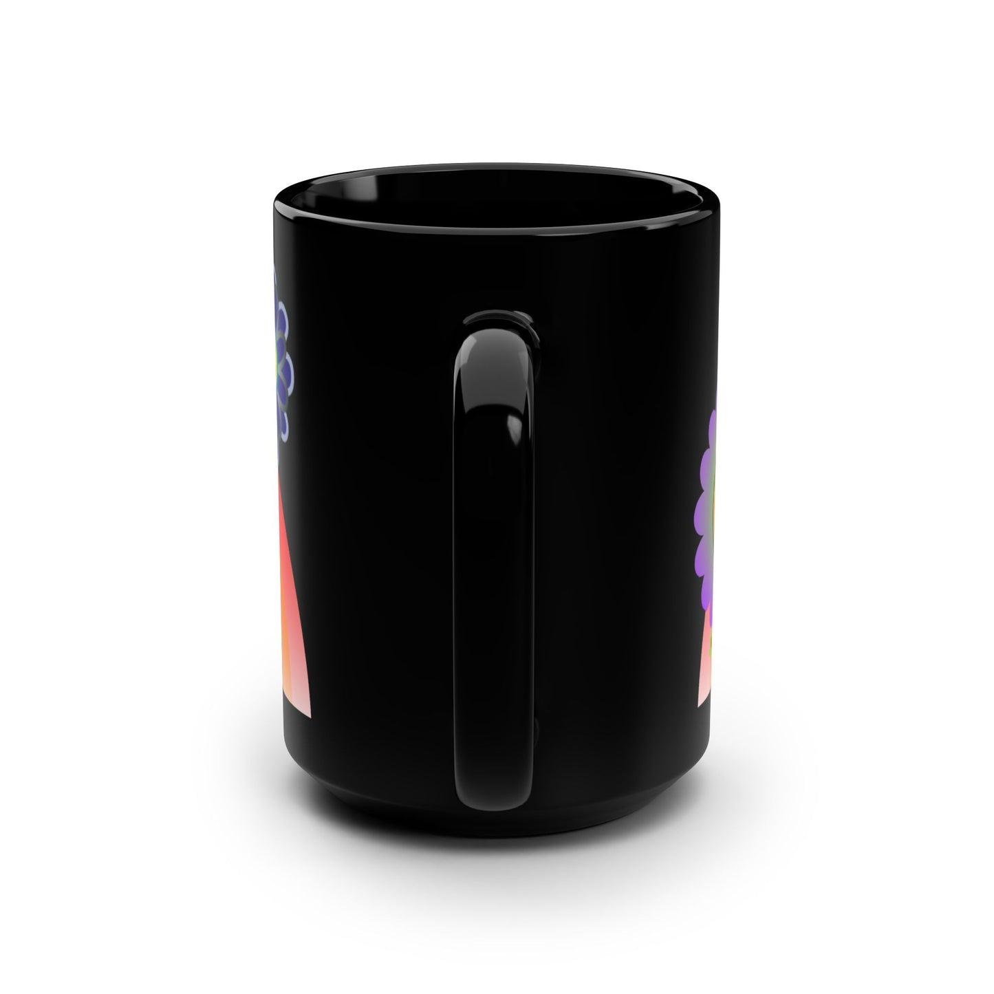 Love Rainbow 70s Flower Power Black 15oz Mug