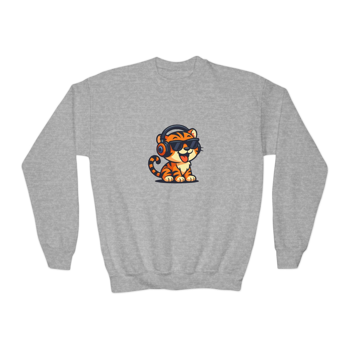 Cool Tiger Youth Crewneck Sweatshirt, Cute Animal Apparel, Teen Style, Gift for Kids, Casual Wear