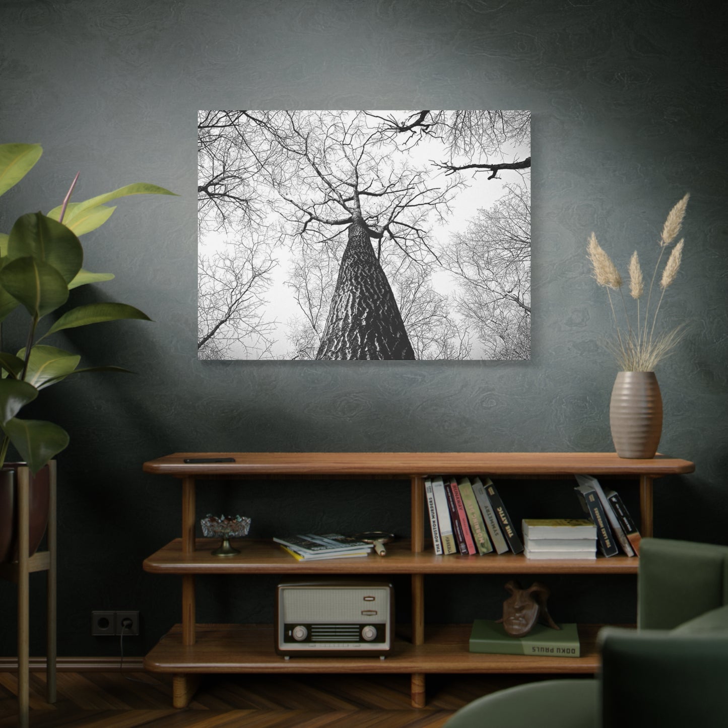 Black & White Tree Canopy Matte Canvas Wall Art — Upward Forest Photography