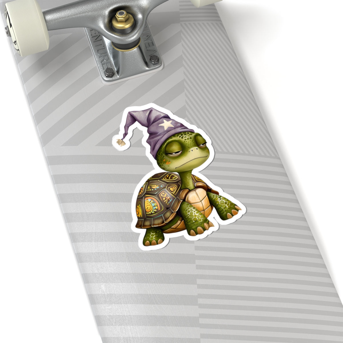 Lazy Wizard Turtle Sticker — Cute Kiss-Cut Laptop Decal
