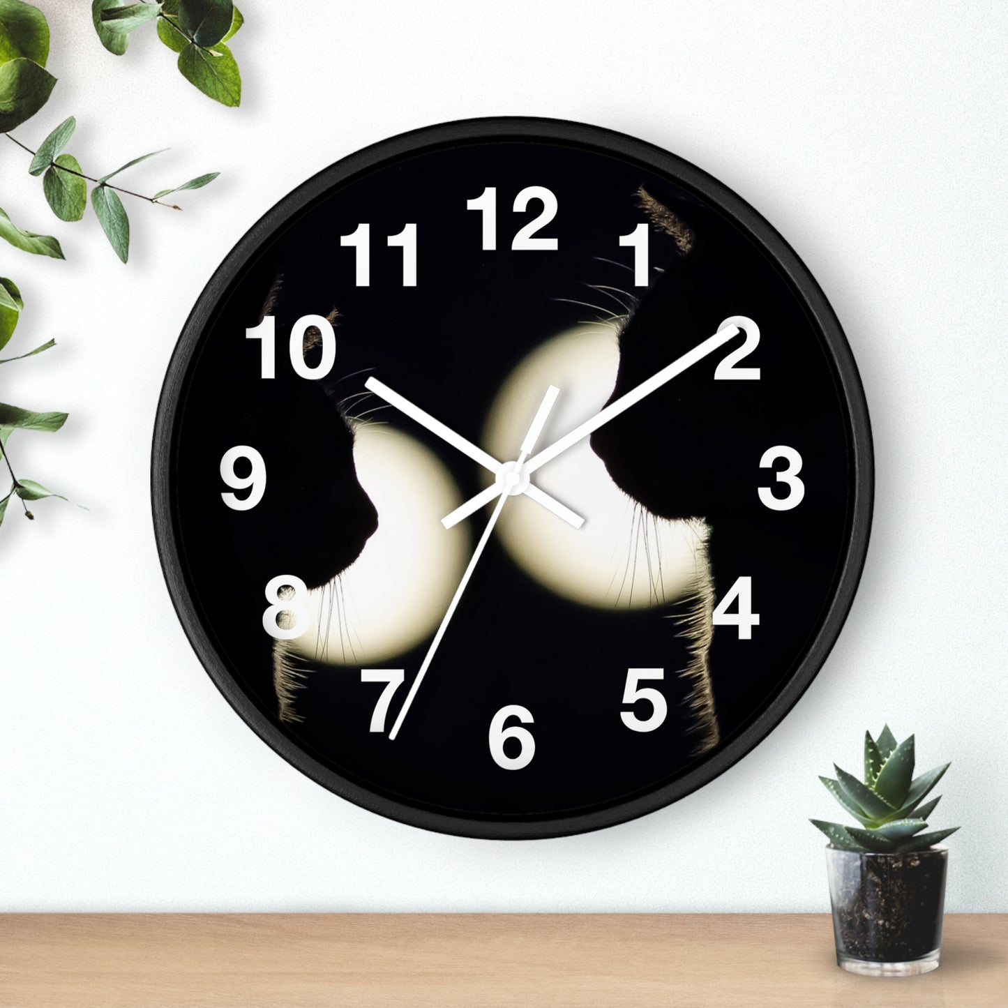 Silhouette Cat Wall Clock — Moonlit Cat Lovers Decor
