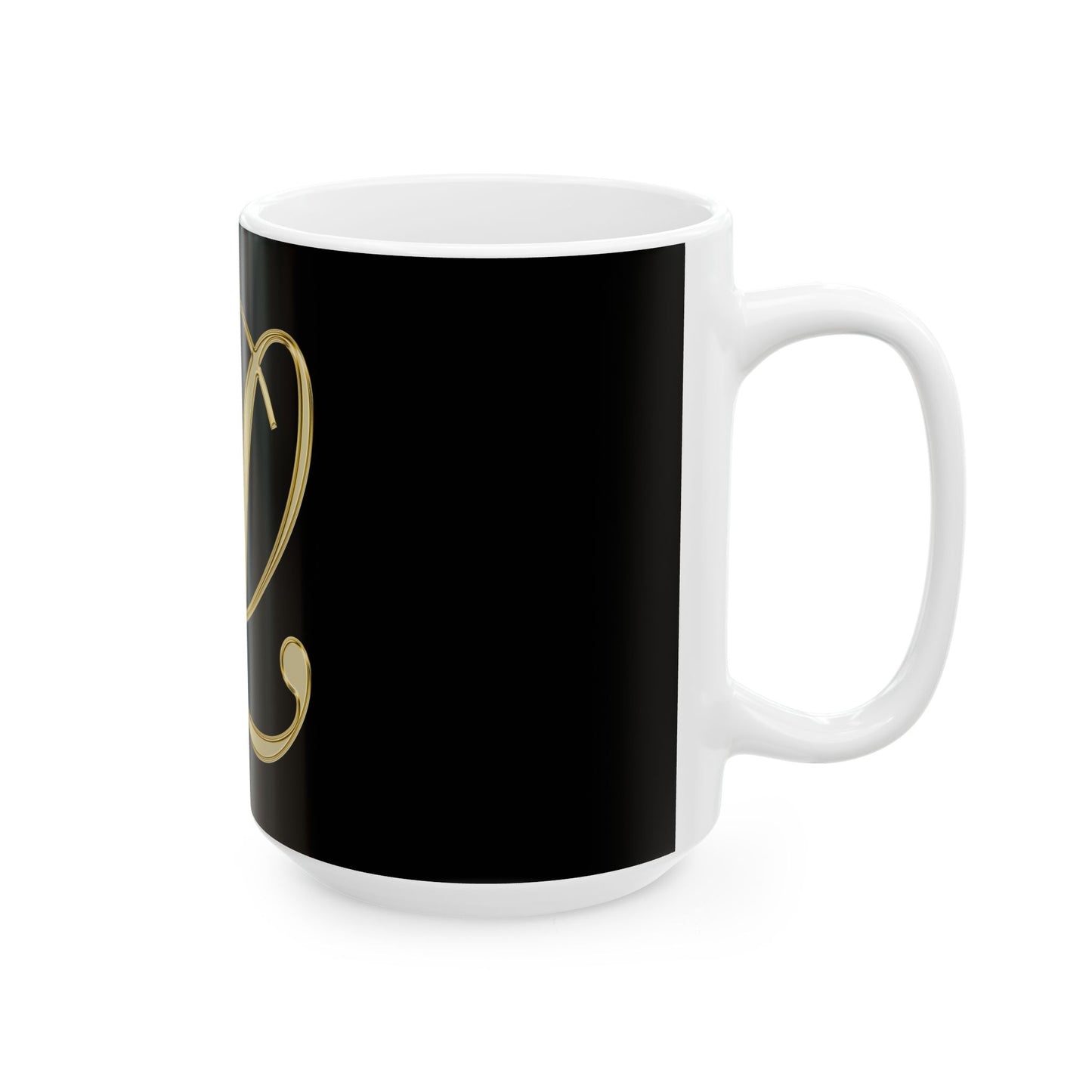 Monogram L Gold Letter Ceramic Mug — Elegant Black & Gold Initial Coffee Cup (11oz, 15oz)