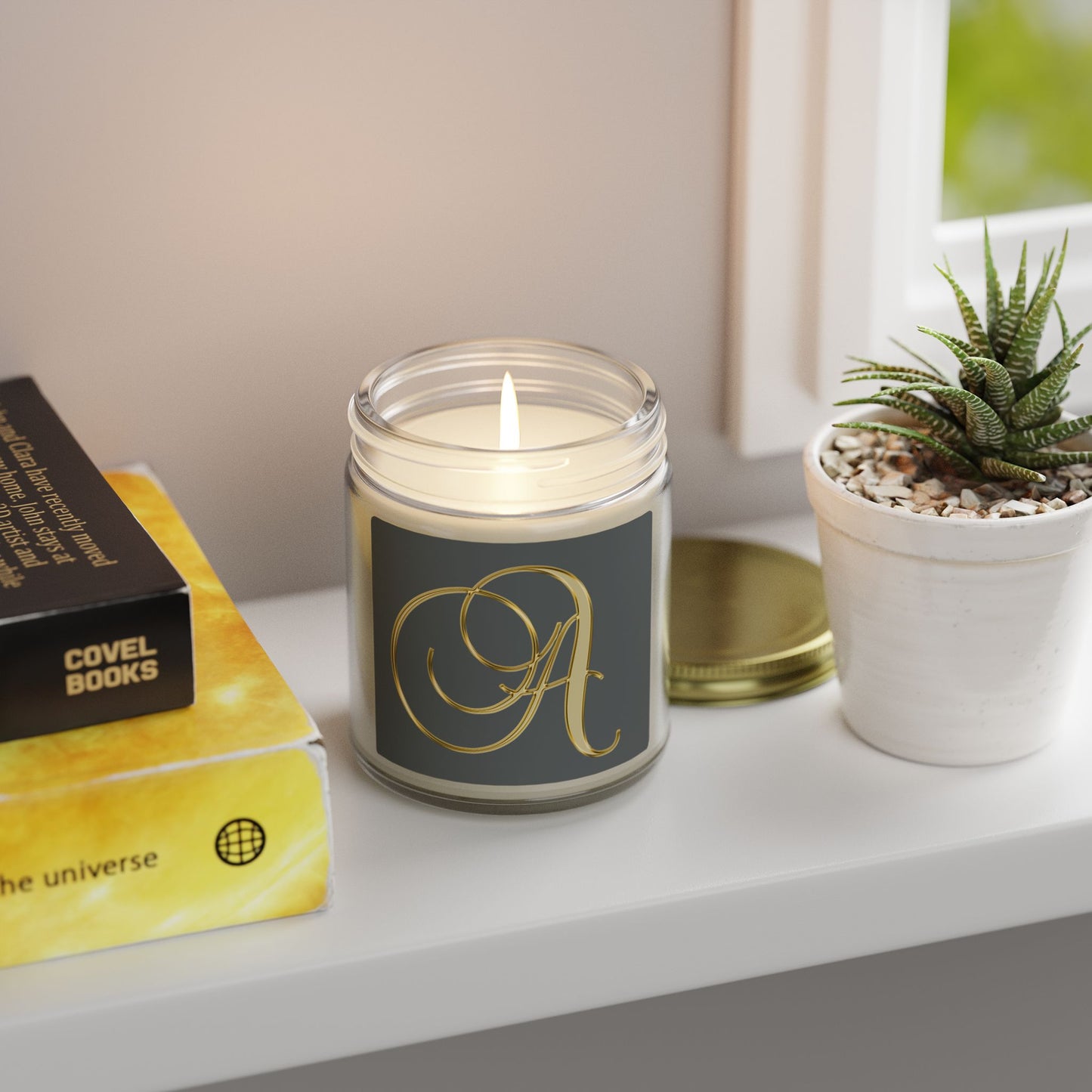 Monogram 'A' Coconut Apricot Scented Candle (4oz/9oz)