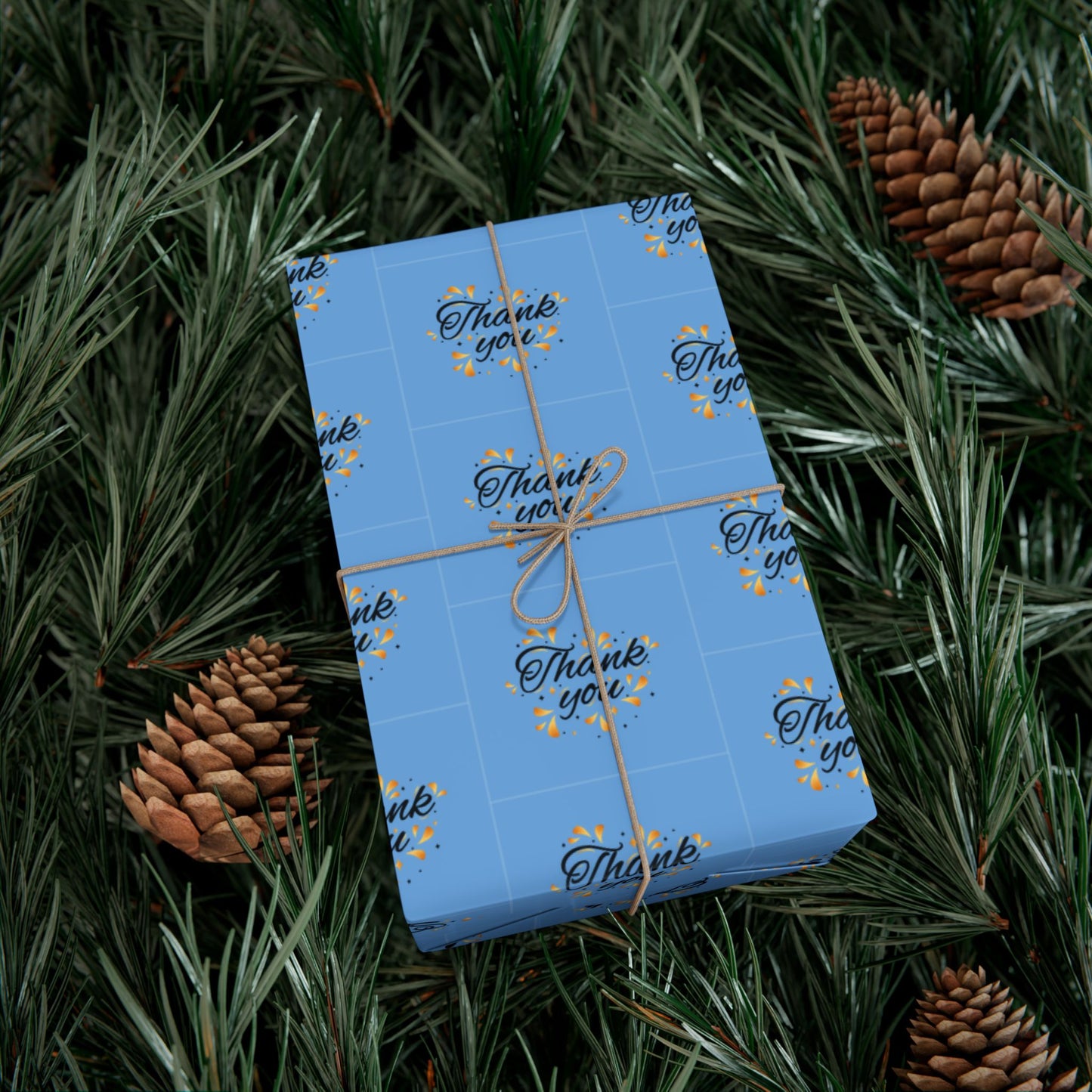 Gift Wrap Paper — 'Thank You' Confetti Pattern (Minimal White & Gold)