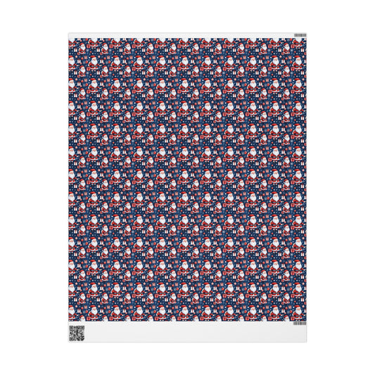 Santa Pattern Wrapping Paper Roll — Festive Christmas Gift Wrap
