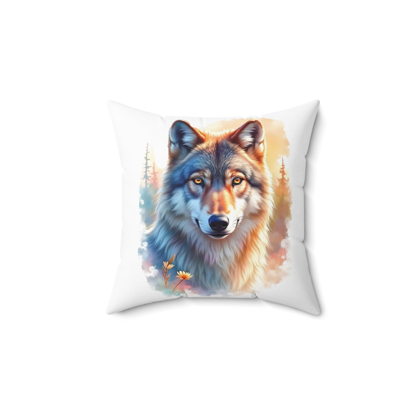 Majestic Wolf Print Pillow