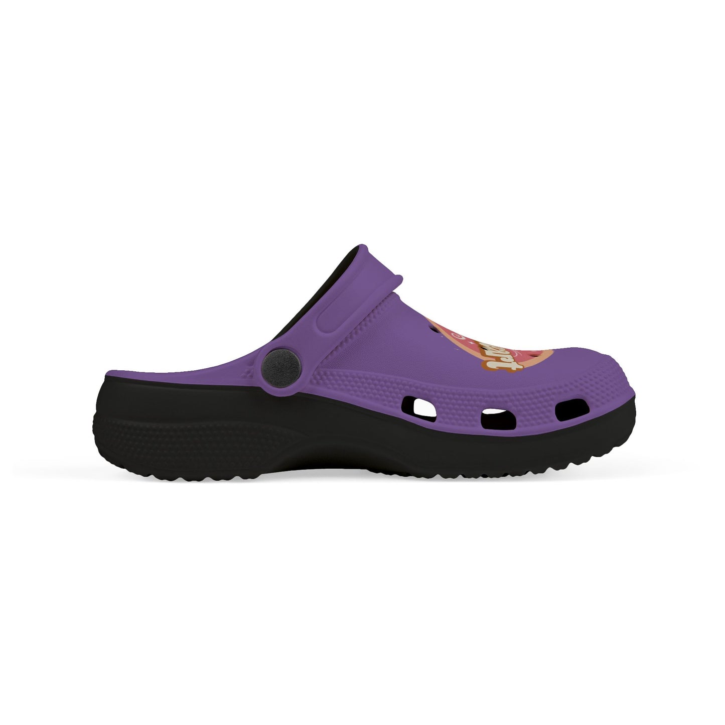 Kids Purple "Sweetheart" Foam Clogs — Cute Heart Graphic Slip-On Shoes