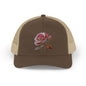 Rose Embellished Snapback Trucker Cap, Casual Hat for Outdoor Events, Gift for Flower Lovers, Stylish Fashion Accessory, Holiday Cap