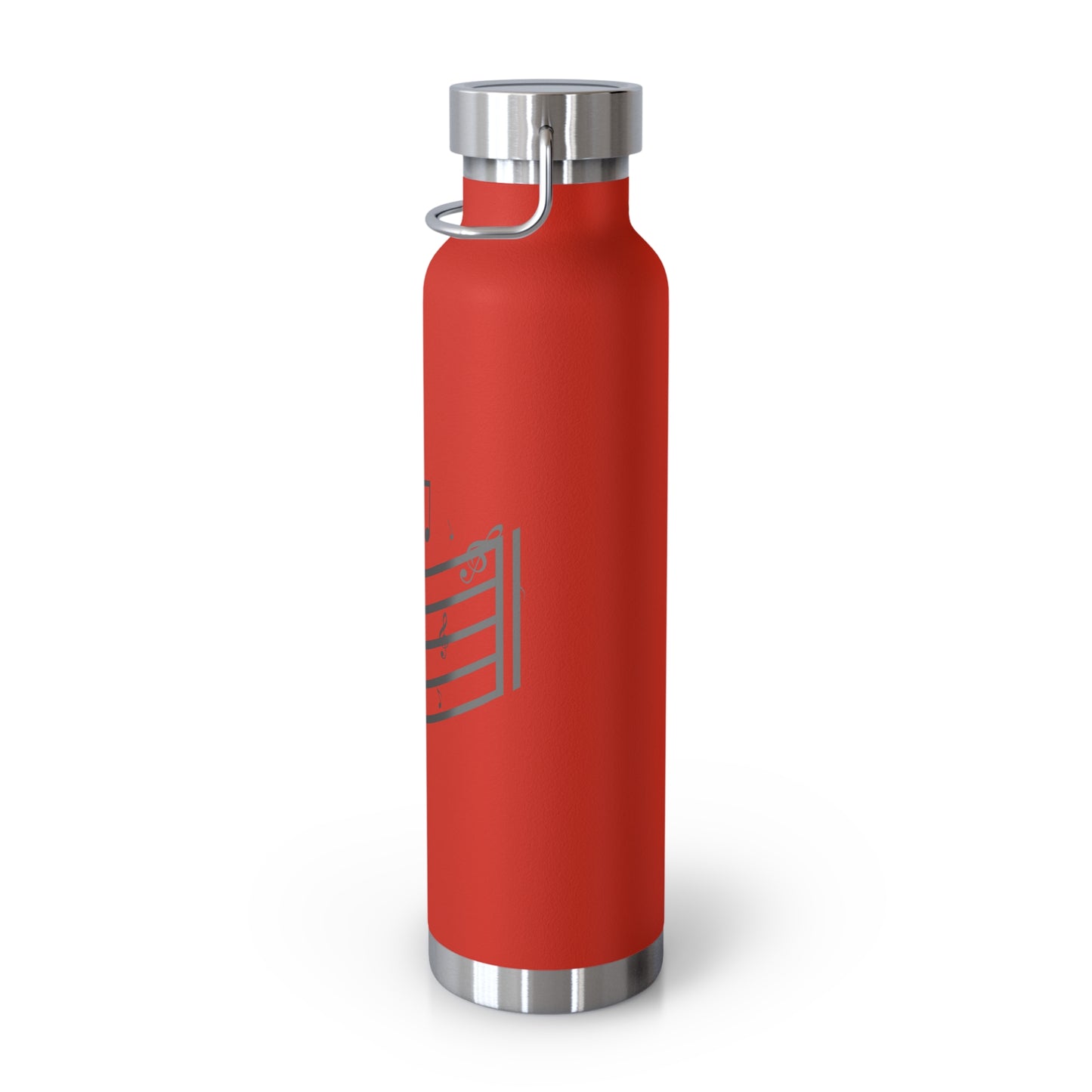 22oz Insulated Water Bottle — Red Musical Notes Stainless Steel Vacuum Bottle