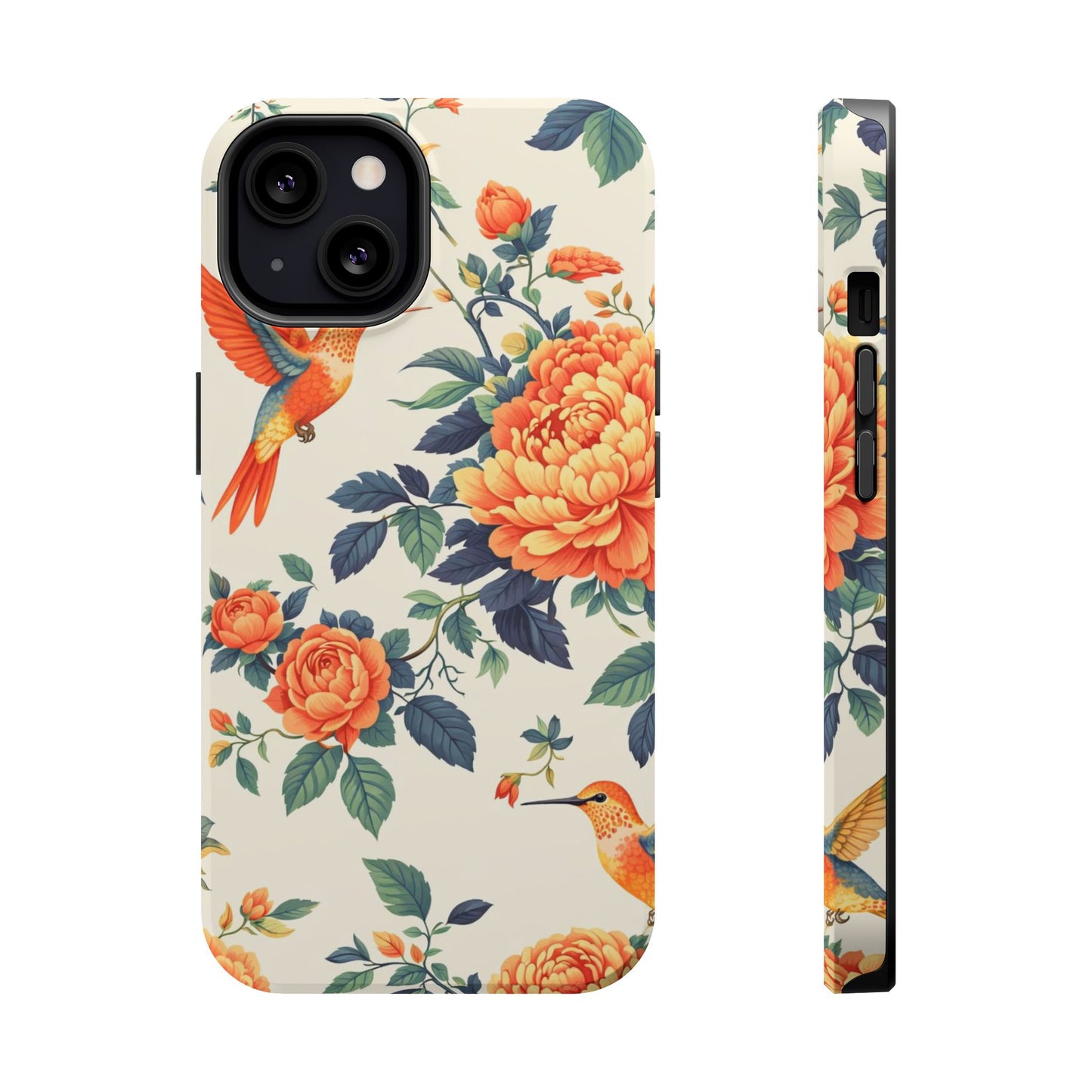 Floral Hummingbird Magnetic Phone Case — Impact-Resistant Protective Cover