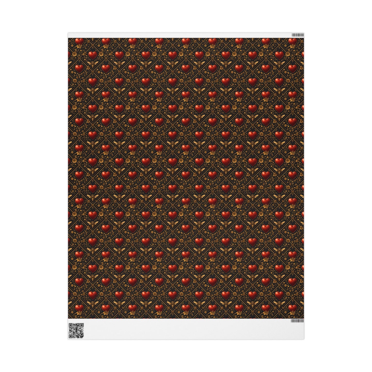 Ornate Heart Wrapping Paper Roll – Elegant Red & Gold Gift Wrap