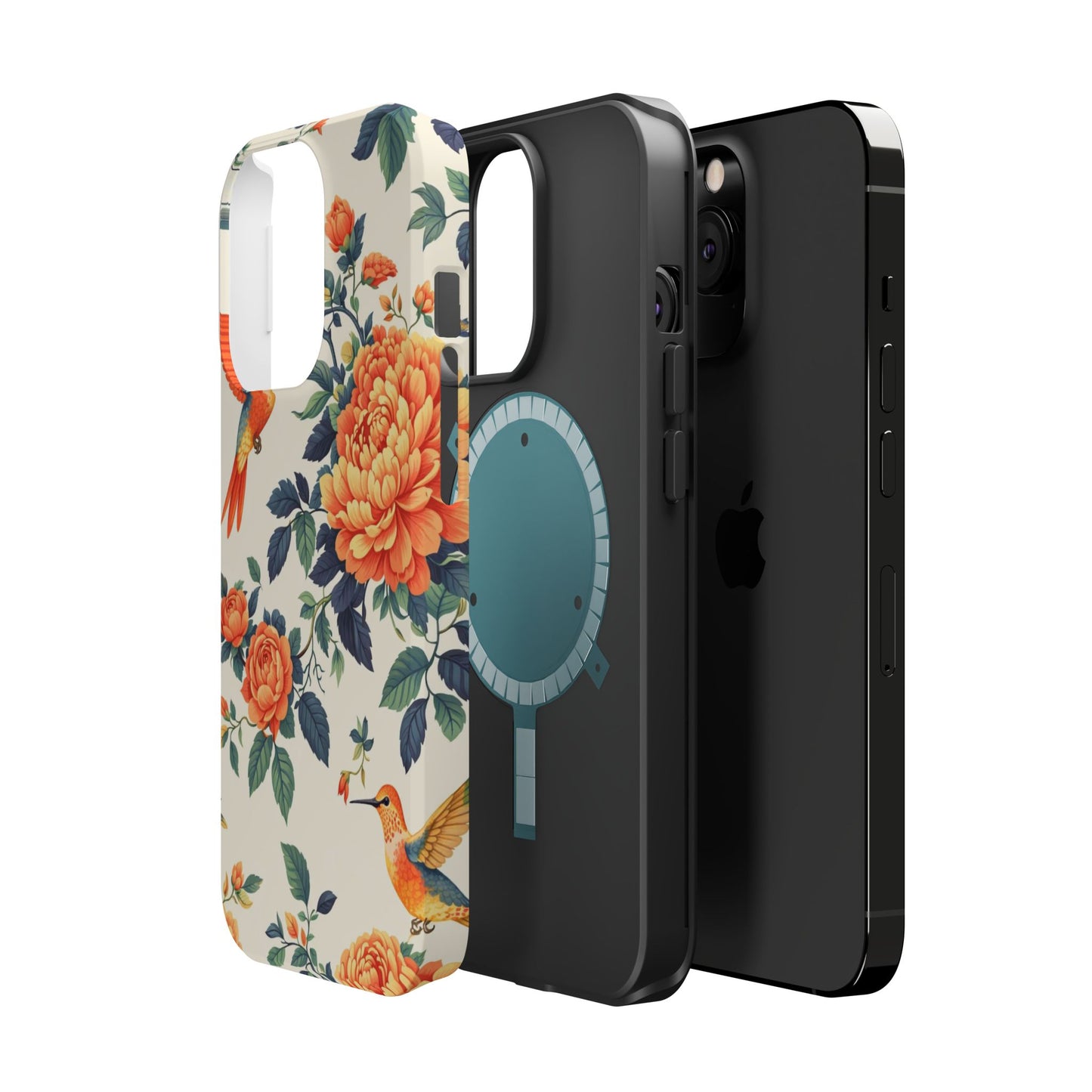 Floral Hummingbird Magnetic Phone Case — Impact-Resistant Protective Cover