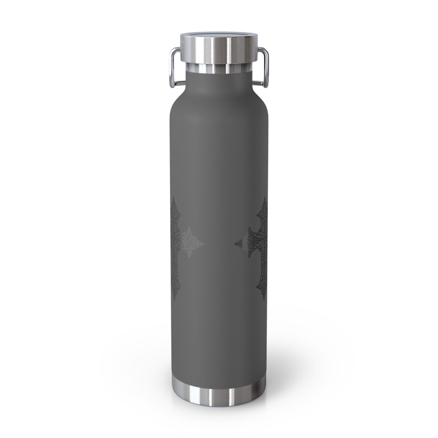 Stylish Copper Insulated Water Bottle - 22oz, Cross Design, Travel Flask, Gift for Him/Her, Unique Outdoor Hydration