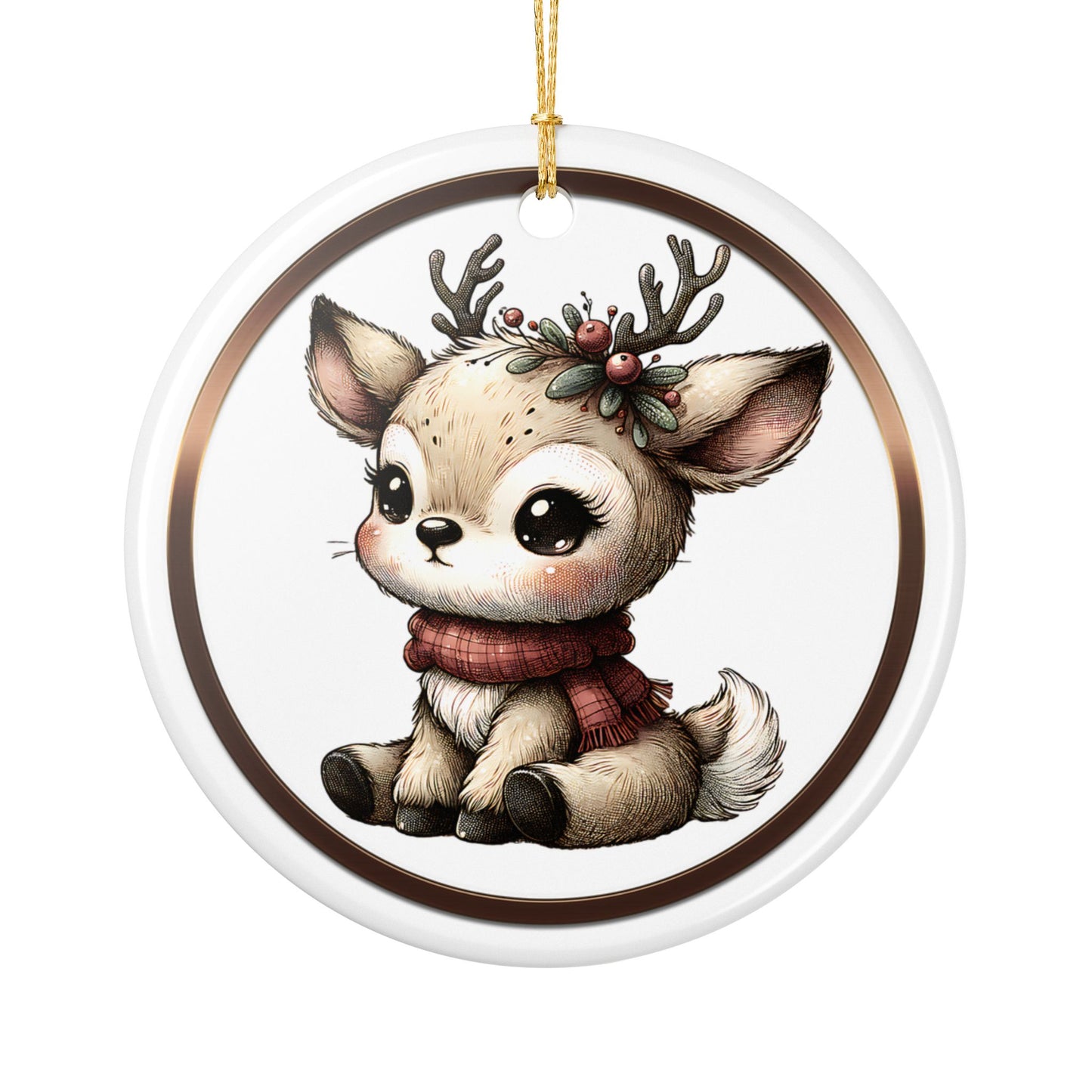 Cute Baby Reindeer Ceramic Ornament — Christmas Tree Decoration