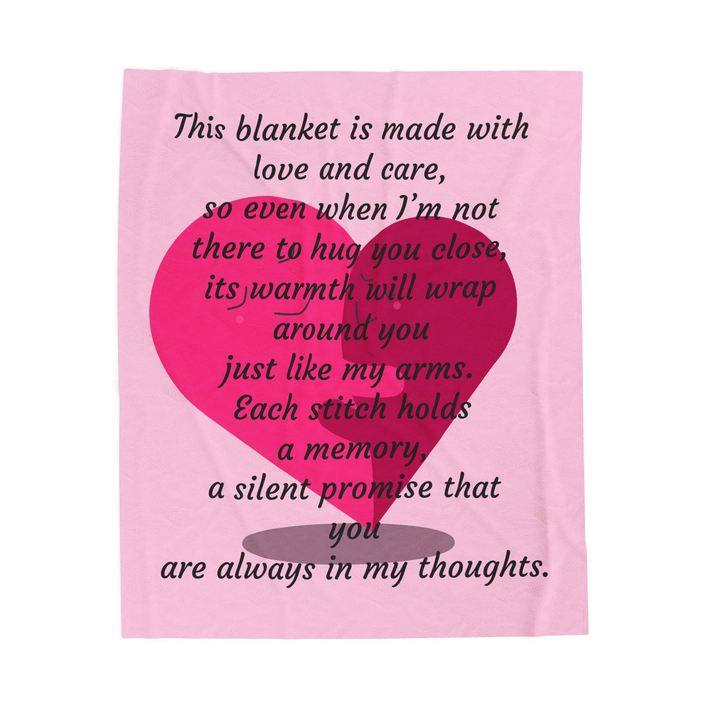 Memorial Heart Velveteen Plush Blanket — "This blanket is made with love and care" Comfort Throw