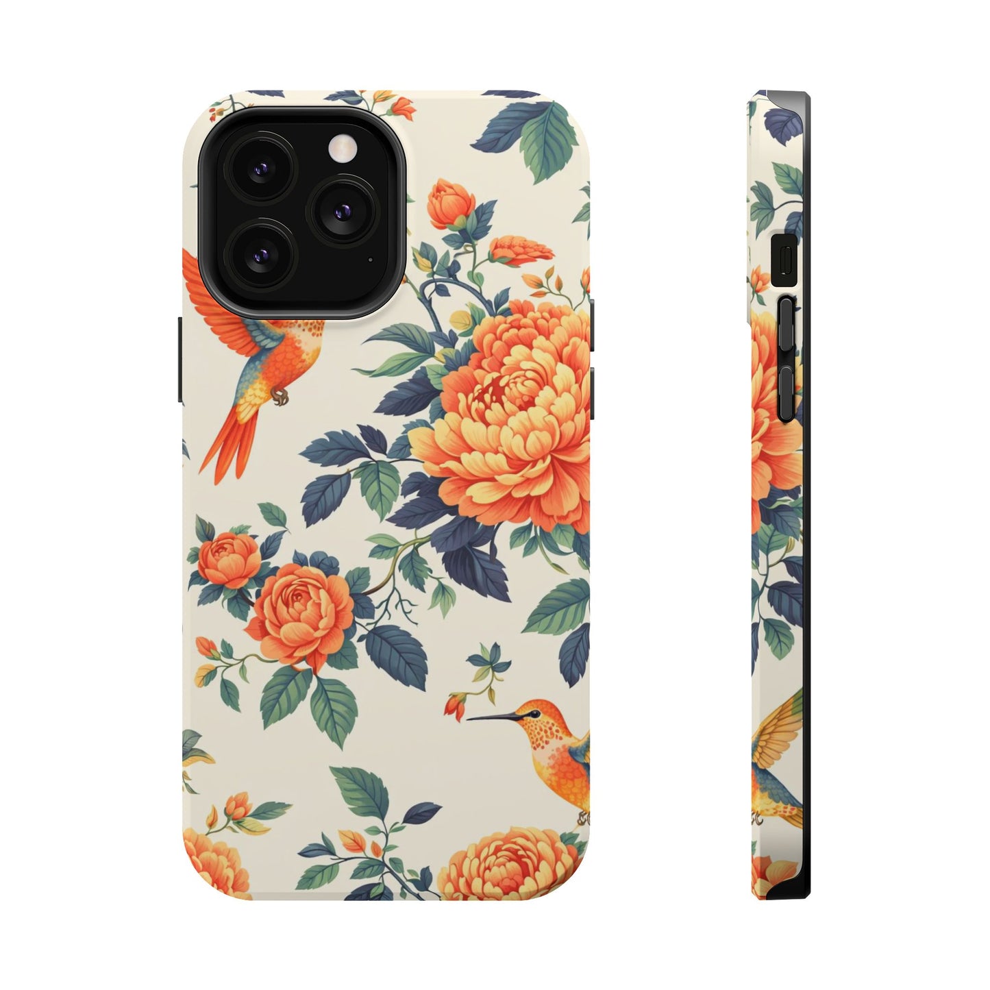 Floral Hummingbird Magnetic Phone Case — Impact-Resistant Protective Cover