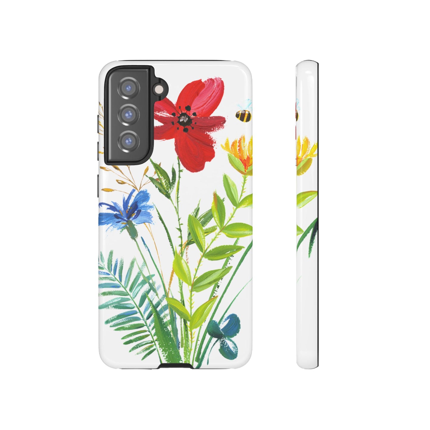 Floral Watercolor Tough Phone Case — Wildflower Bouquet Protective Cover