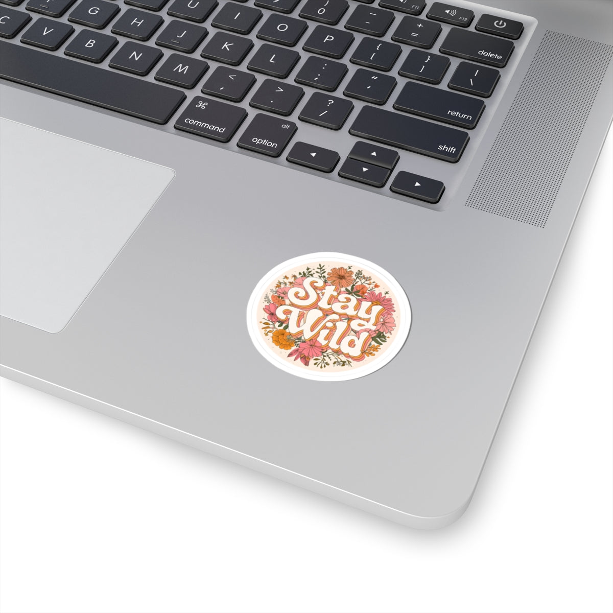 Stay Wild Floral Sticker — Retro Boho Laptop & Water Bottle Decal