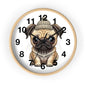 Cute Pug Wall Clock — Adorable Pug Puppy in Beanie Decorative Clock for Dog Lovers