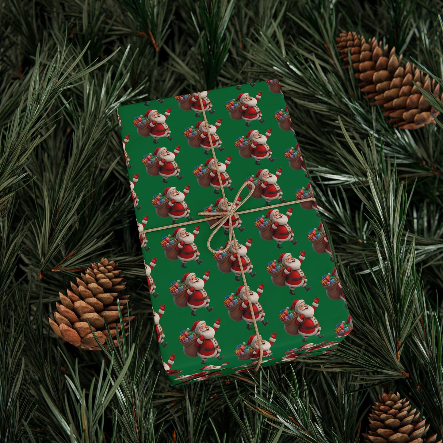 Christmas Dachshund Wrapping Paper — Green Santa Dog Gift Wrap