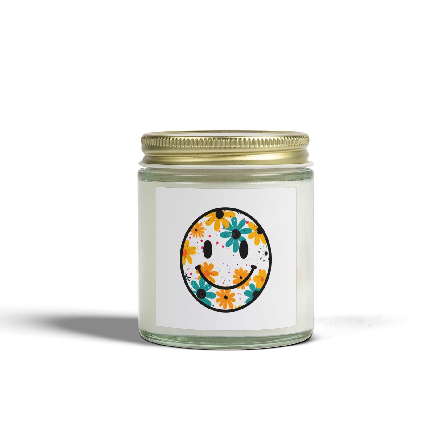 Floral Smiley Scented Candle — Coconut Apricot Wax (4oz & 9oz)
