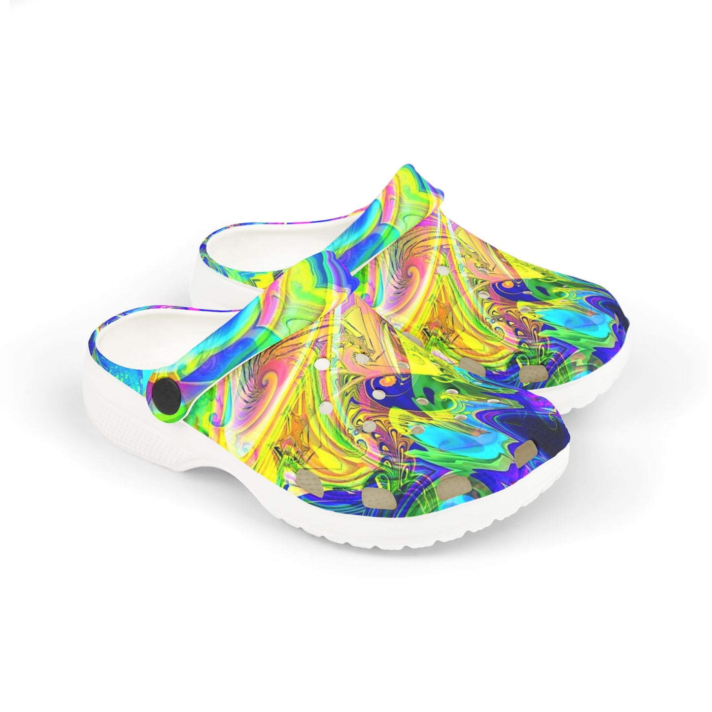 Kids Tie-Dye Swirl EVA Foam Clogs — Colorful Watercolor Slip-On Sandals