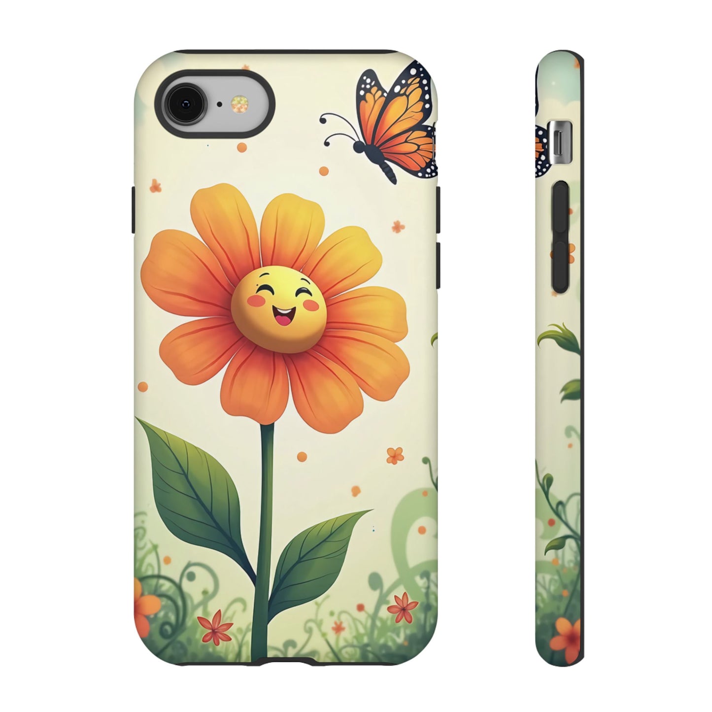 Floral Phone Case with Butterfly Design, Cute Flower Phone Cover for Nature Lovers, Eco-Friendly Gift, Spring Vibes, Birthday Present