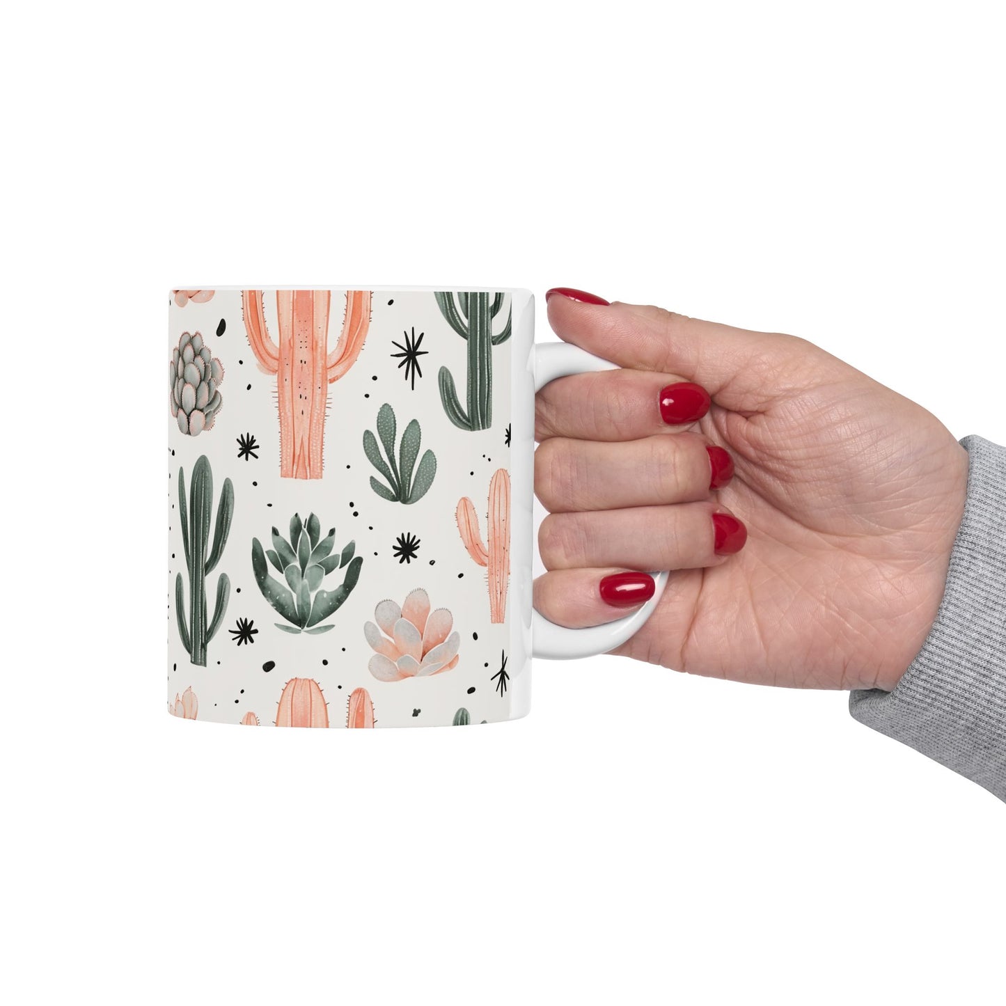 Cactus & Succulent Ceramic Mug — Pastel Desert Plant Coffee Cup (11oz, 15oz)