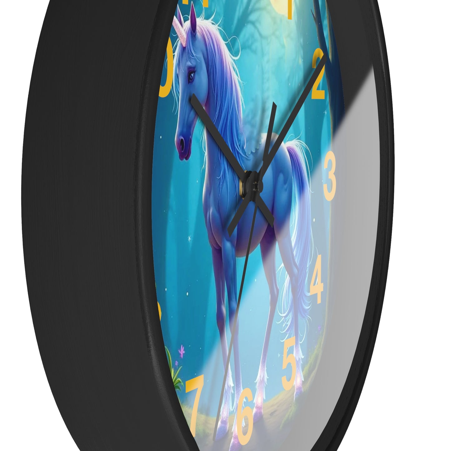 Blue Unicorn Fantasy Wall Clock | Magical Forest Timepiece