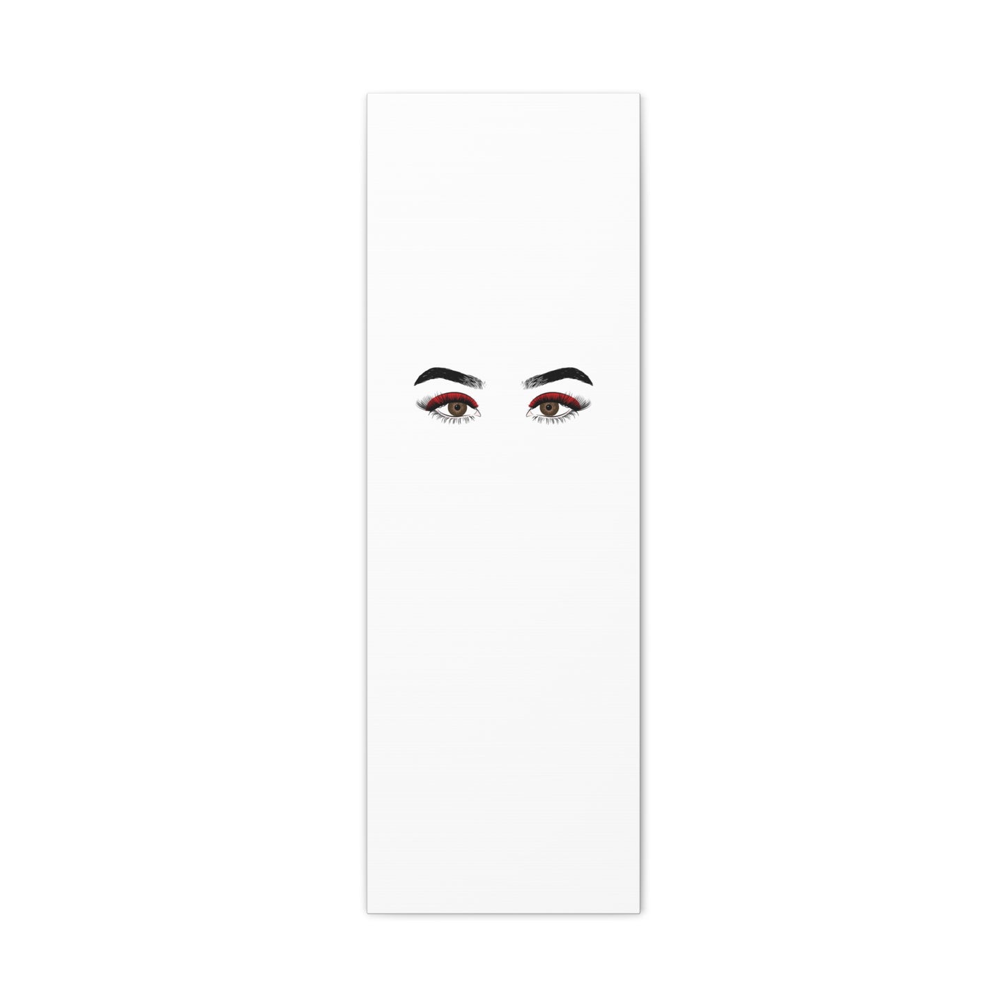 Glam Eyes Matte Canvas Wall Art — Brown Eyes with Red Lashes
