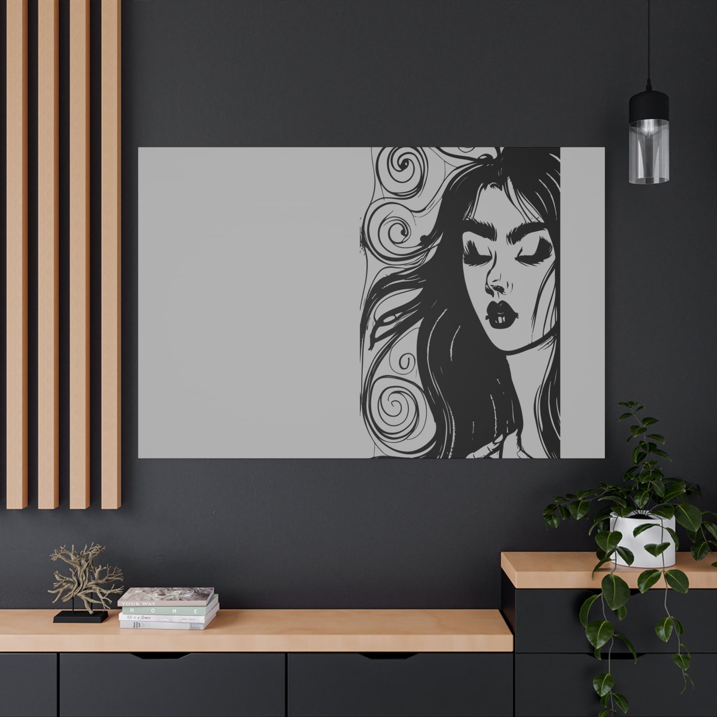 Gothic Woman Portrait Canvas Art — Matte Stretched Wall Decor