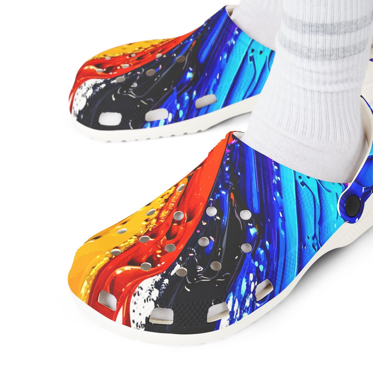 Color Splash EVA Foam Clogs – Vibrant Abstract Slip-On Shoes
